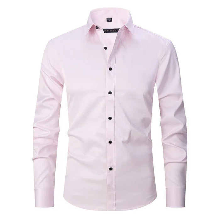 Men's Button-Up Shirt – Long Sleeve, Stretch, Wrinkle-Resistant