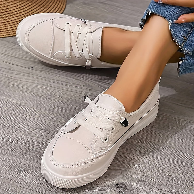 Women's Low Profile Lace-Up Flat Sneakers
