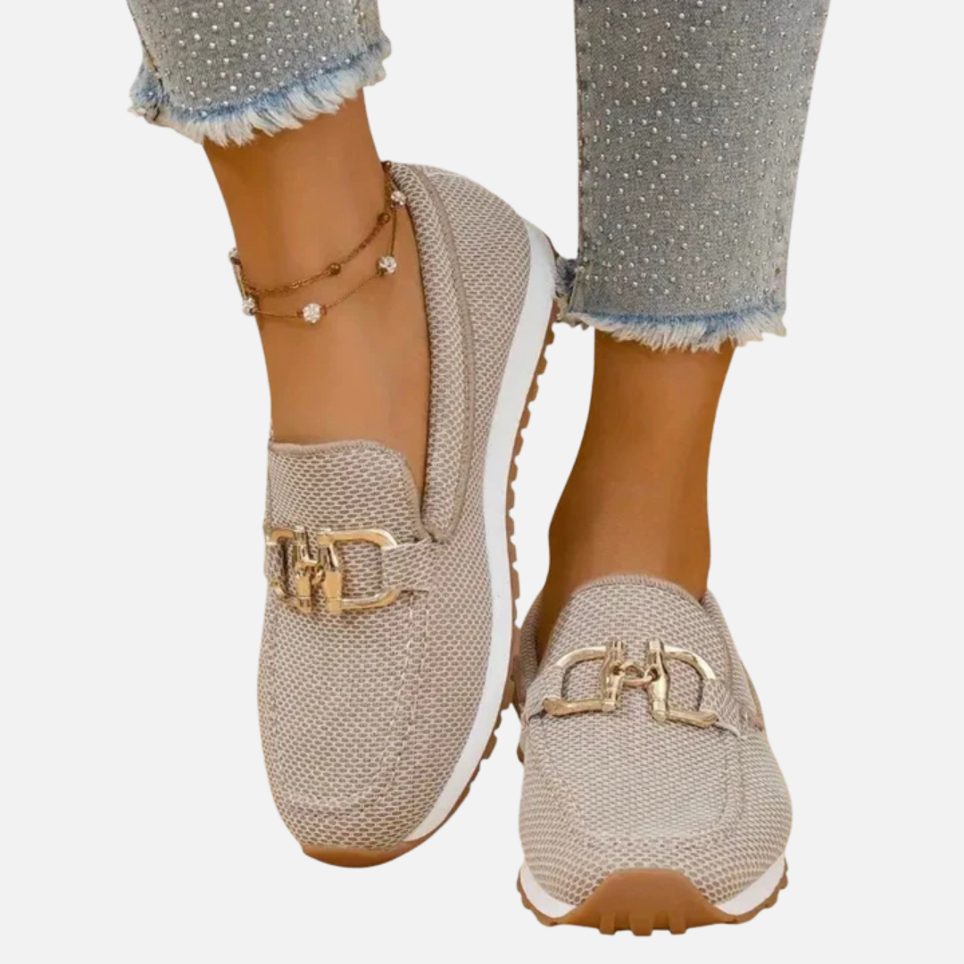 Mocasines ortopédicos de malla con hebilla para mujer