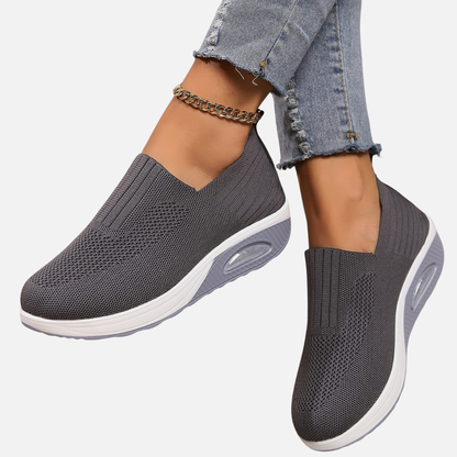 Zapatillas sin cordones de punto transpirables para mujer