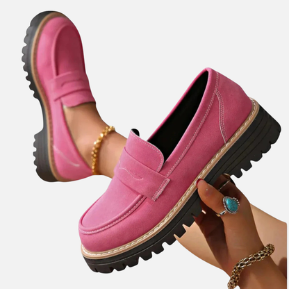 Mocasines Penny Chunky de Mujer con Suela de Tacos | Ante