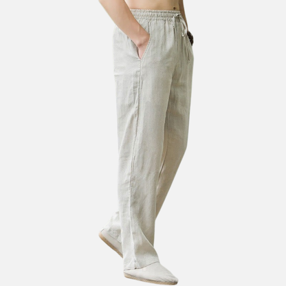 Pantalones Holgados de Lino para Hombre - Pantalones de Mezcla de Algodón y Lino Transpirables