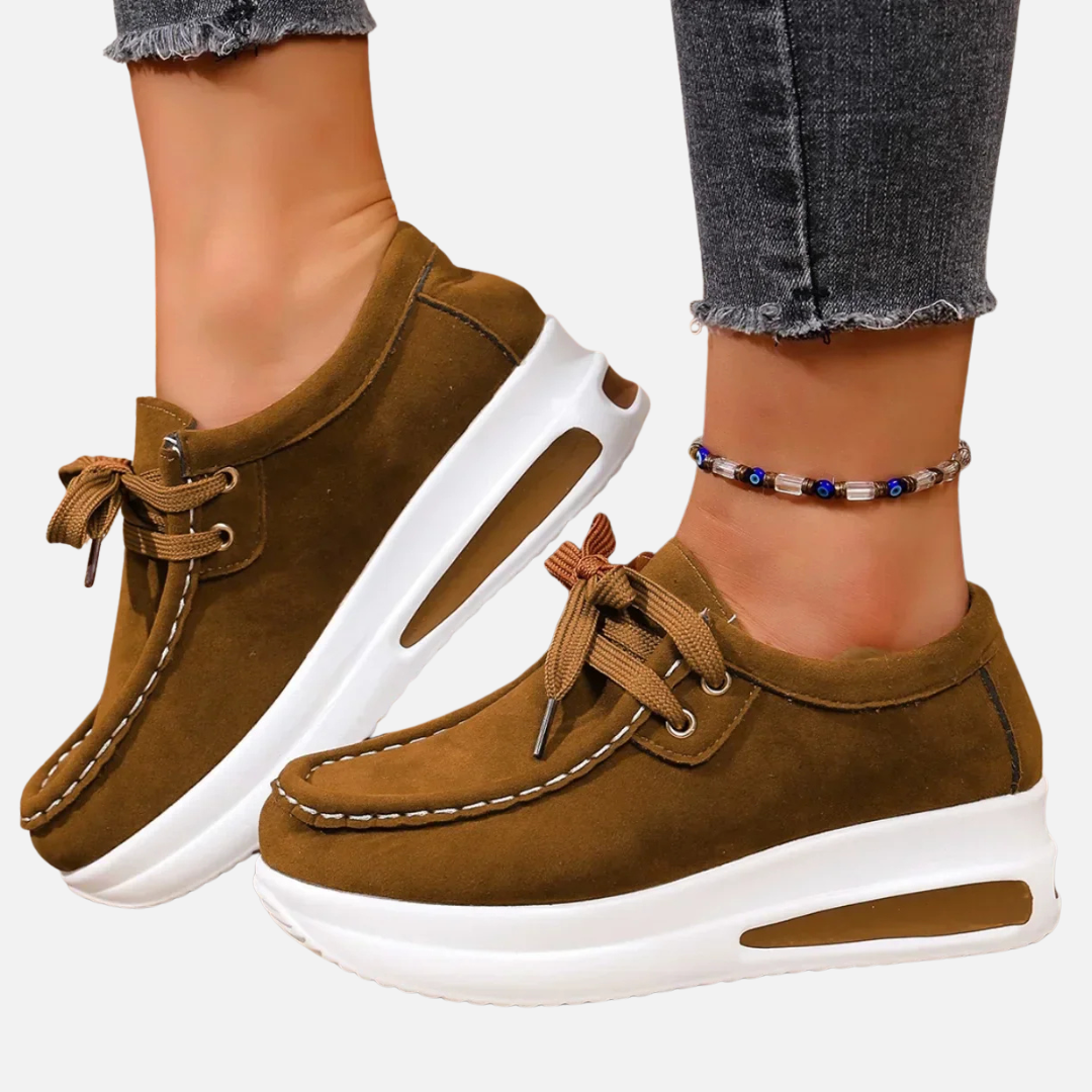 Brianna | Zapatillas Mocasín de Plataforma para Mujer de Ante con Cordones