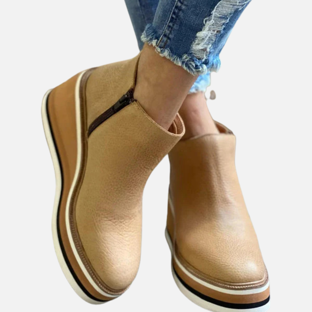 Botas de cuña con plataforma y cremallera lateral para mujer