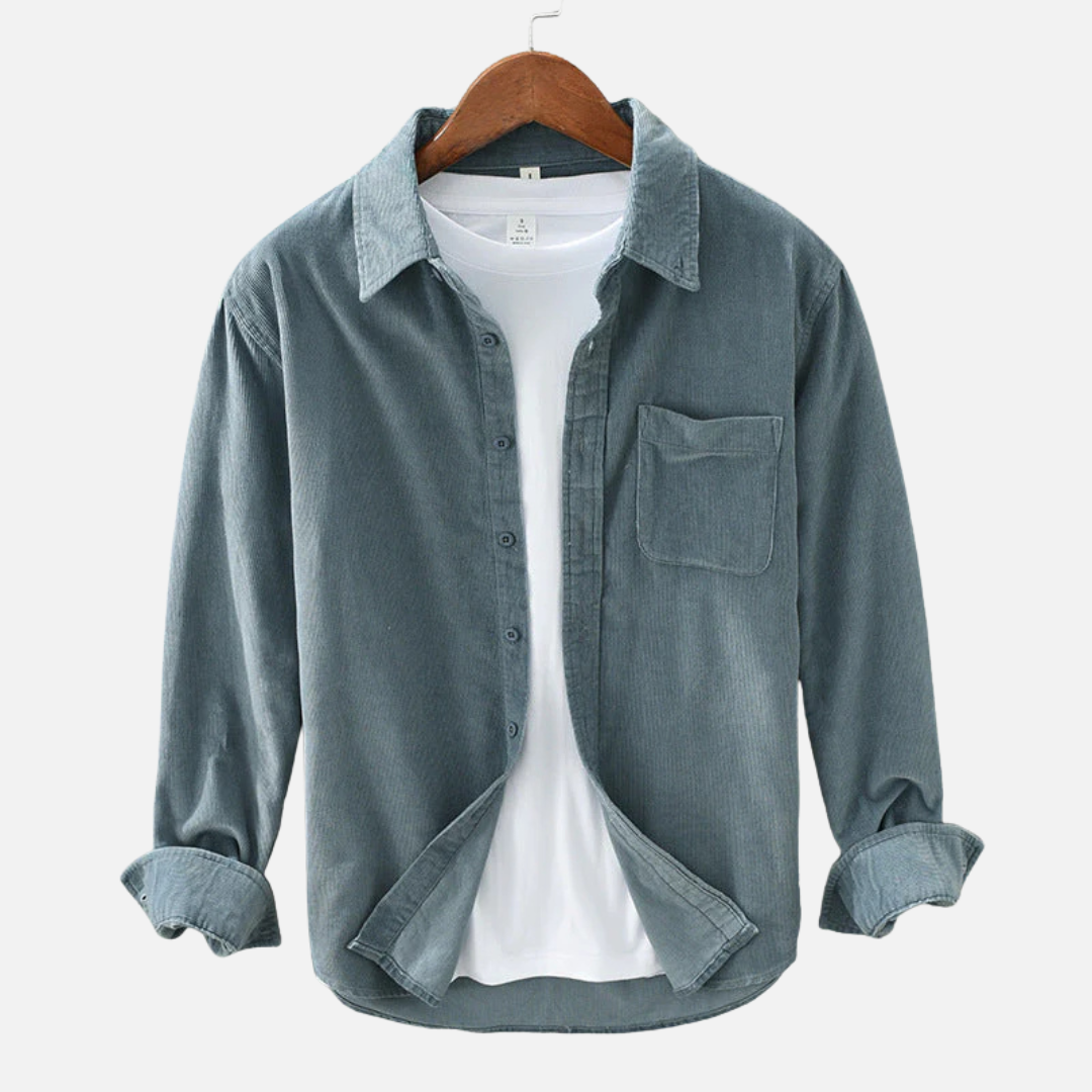 Camisa de pana con botones para hombre