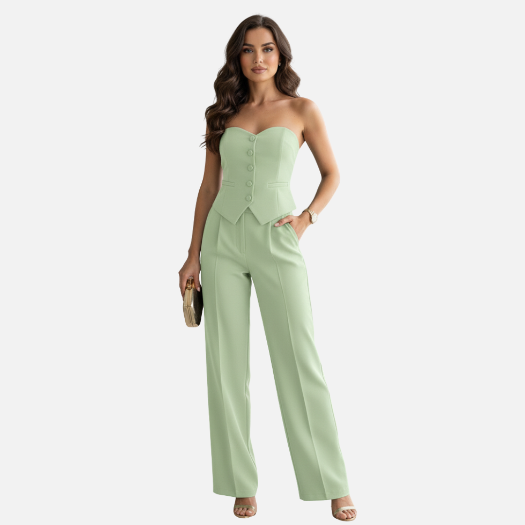Traje elegante sin tirantes de pantalón tipo mono para mujer