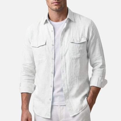 Camisa Casual de Hombre de Manga Larga con Botones