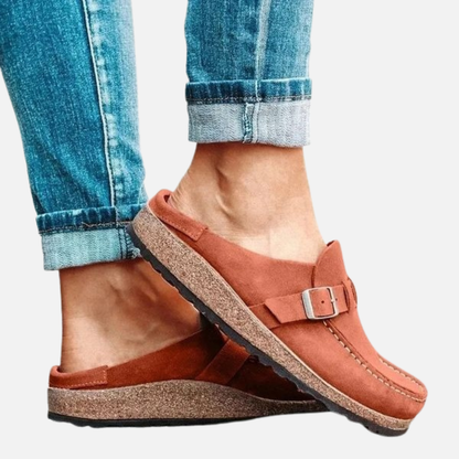 Zuecos de ante sin cordones cómodos para mujer