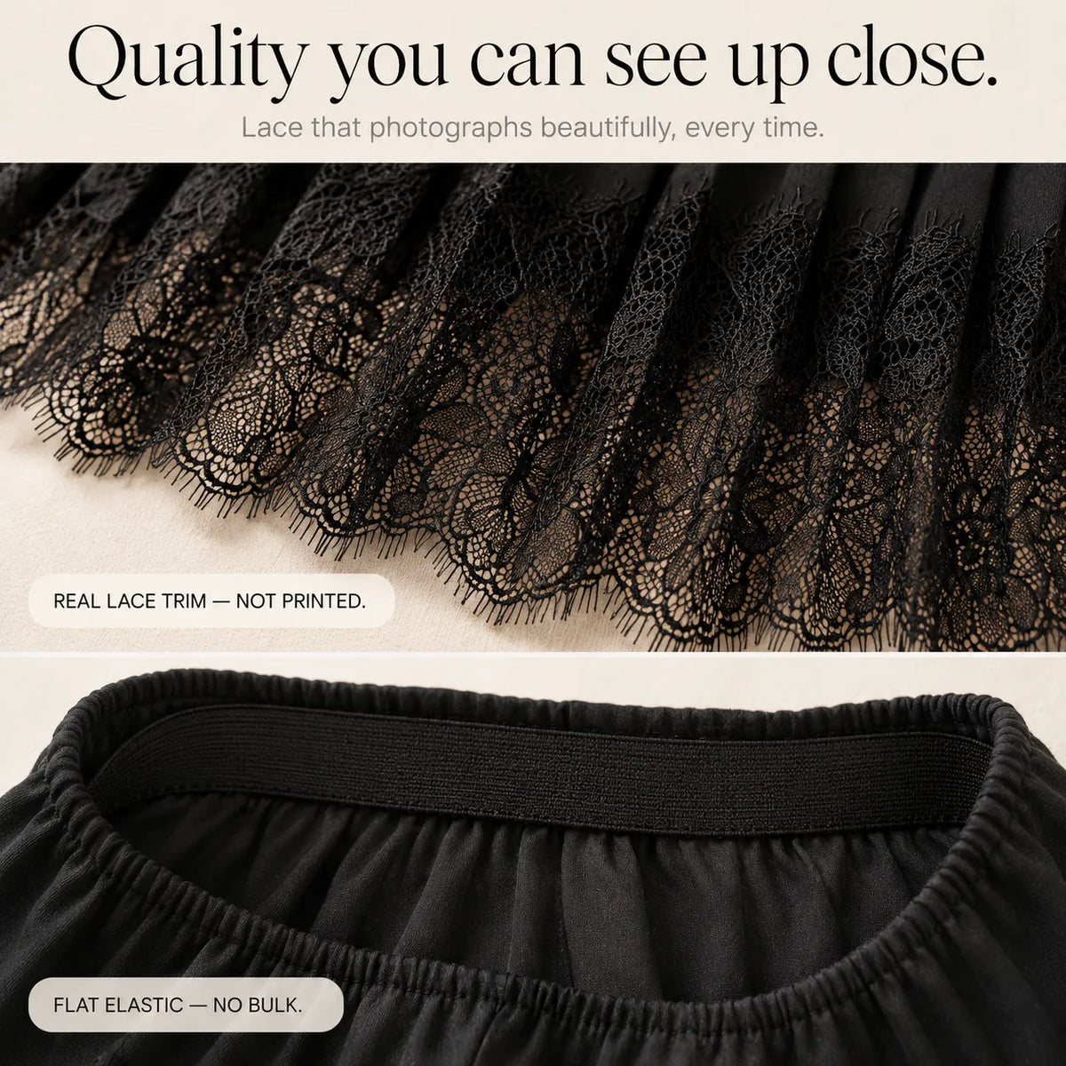 Women's Pleated Mini Skirt – Lace Trim, Elasticised Waistband