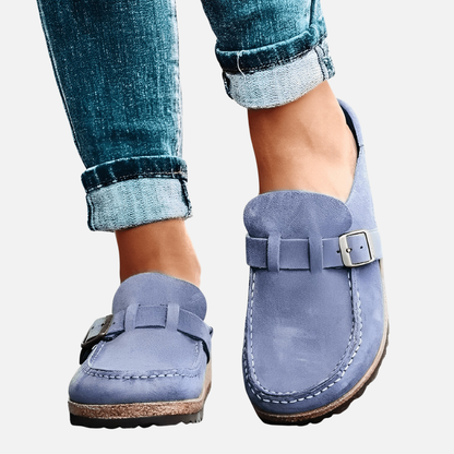Zuecos de ante sin cordones cómodos para mujer
