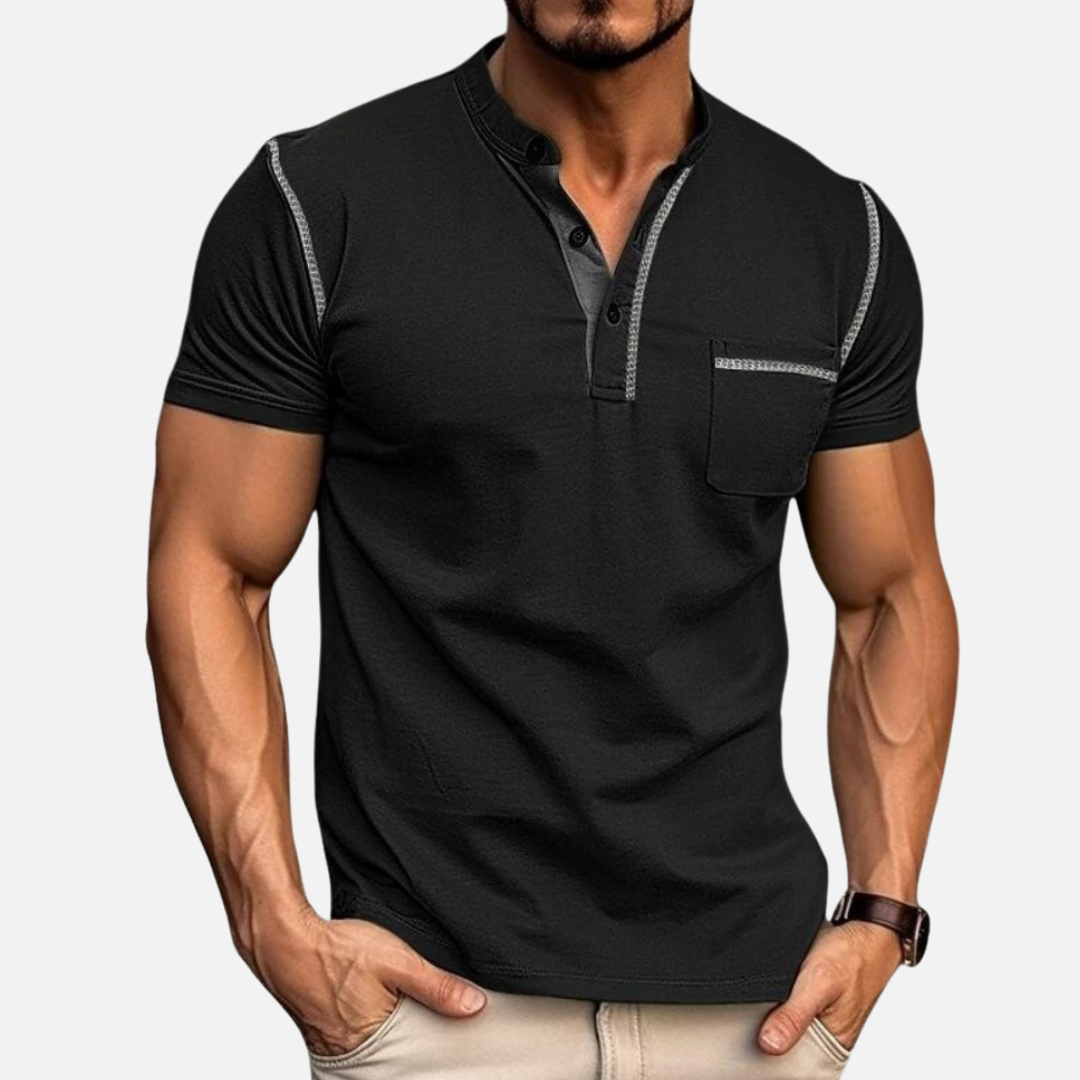 Men's Slim Fit Henley Polo Shirt | Short Sleeve