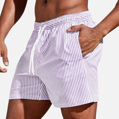 Bermudas de Baño Rayadas para Hombre | Shorts de Playa de Secado Rápido con Cordón