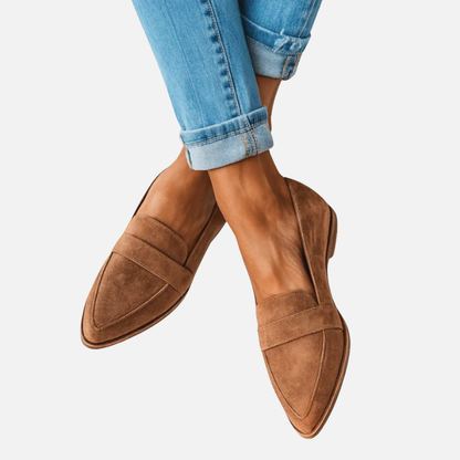 Women's Pointed Toe Suede Loafers | Slip-On Flat Penny Loafer
