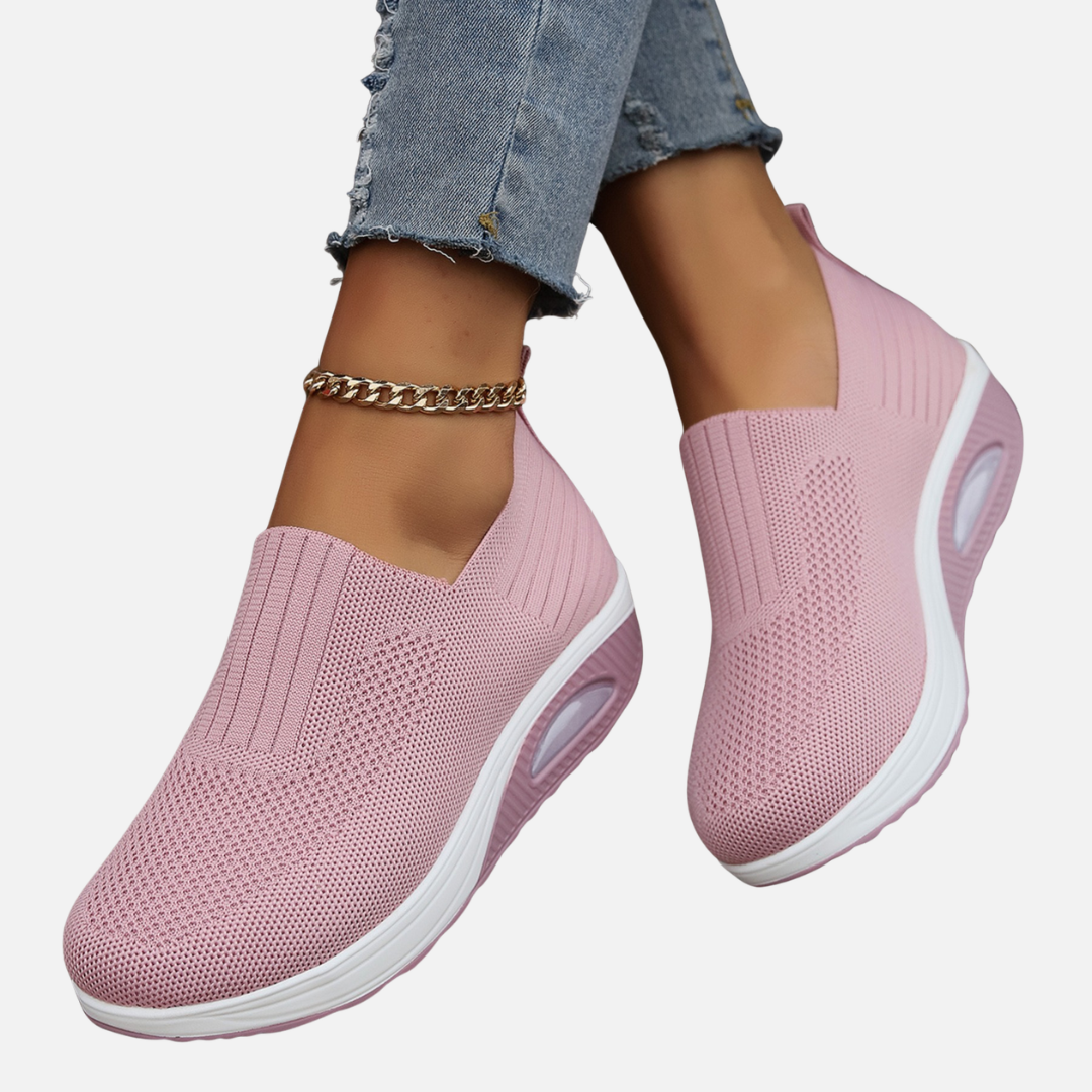 Zapatillas sin cordones de punto transpirables para mujer