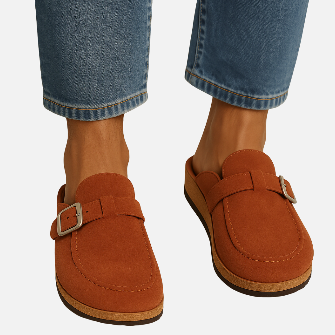 Mules de ante para hombre con hebilla - Sandalias cerradas