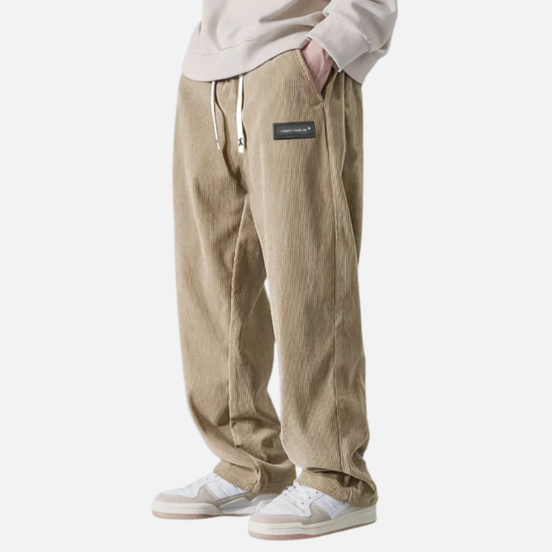 Pantalones de corduroy de pierna recta para hombre | Corte relajado