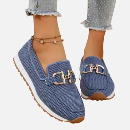 Mocasines ortopédicos de malla con hebilla para mujer