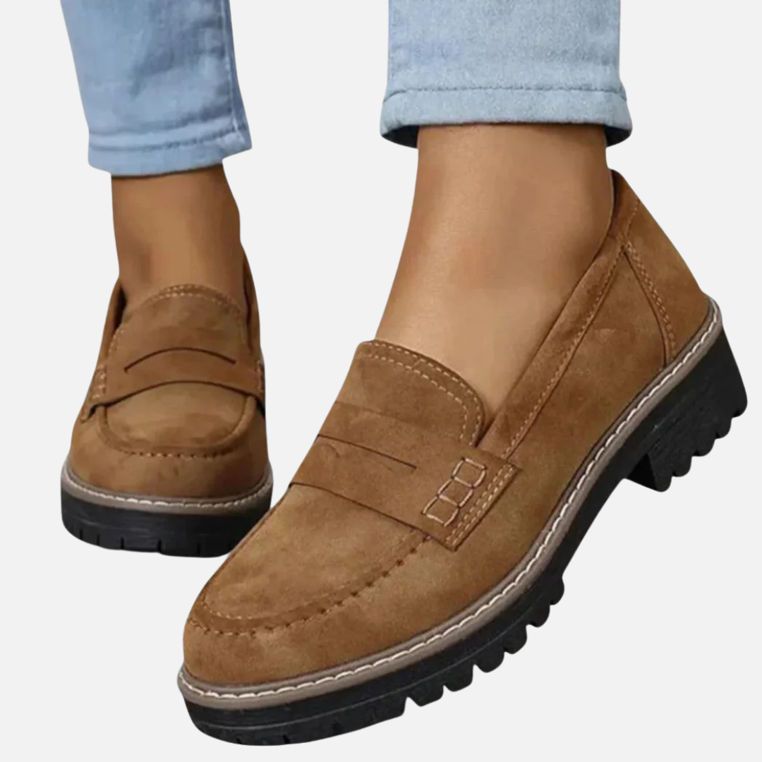 Mocasines Penny Chunky de Mujer con Suela de Tacos | Ante