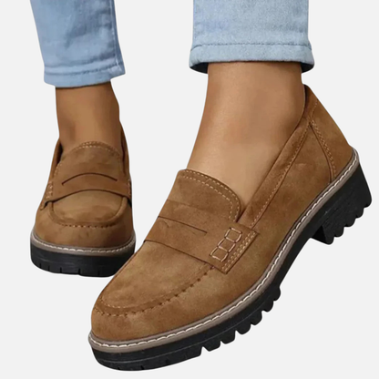 Mocasines Penny Chunky de Mujer con Suela de Tacos | Ante