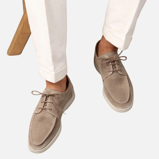 Men's Suede Moccasin Oxfords - Casual Lace-Up Dress Loafers