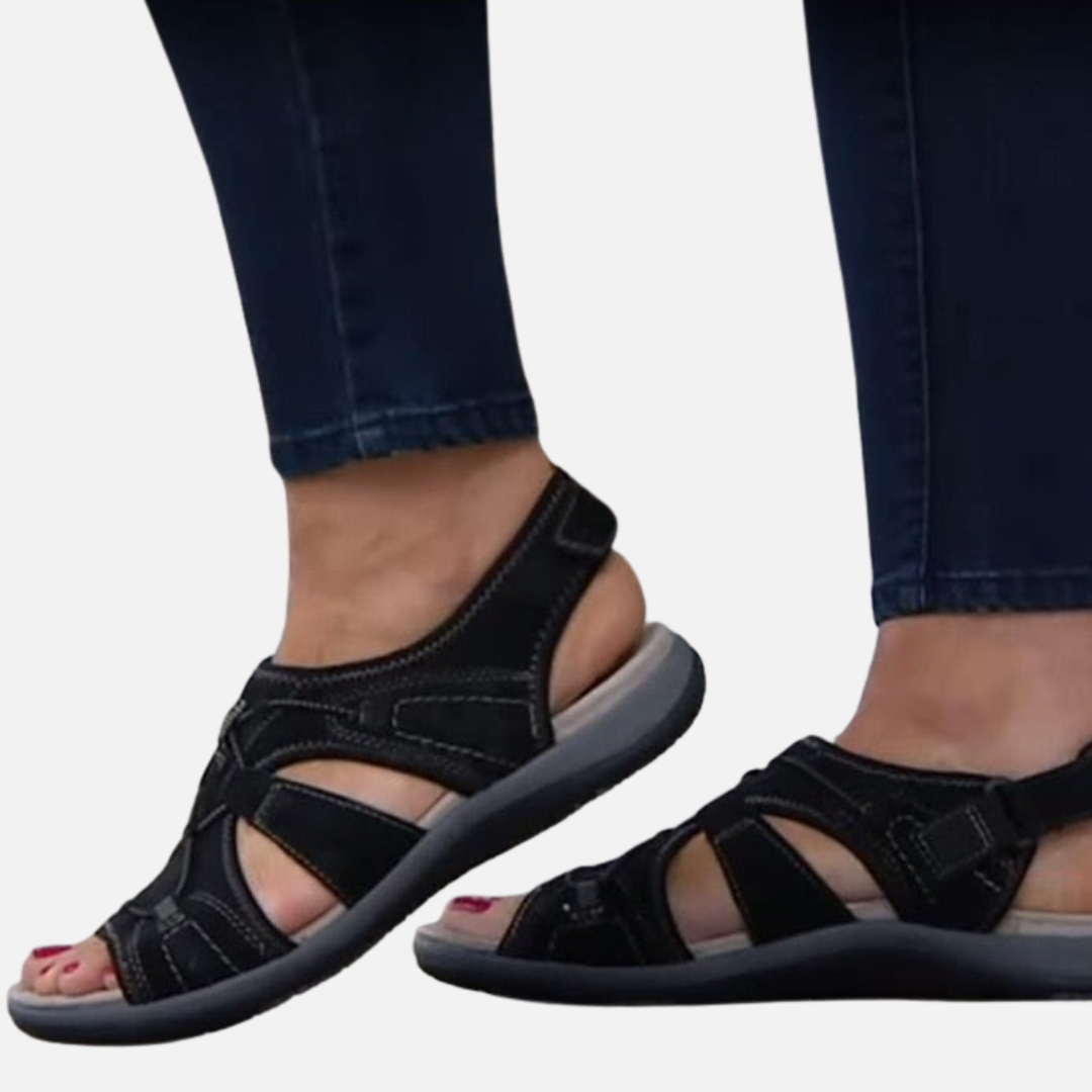 Sandalias ortopédicas para caminar para mujer | Soporte de arco con múltiples tiras de velcro
