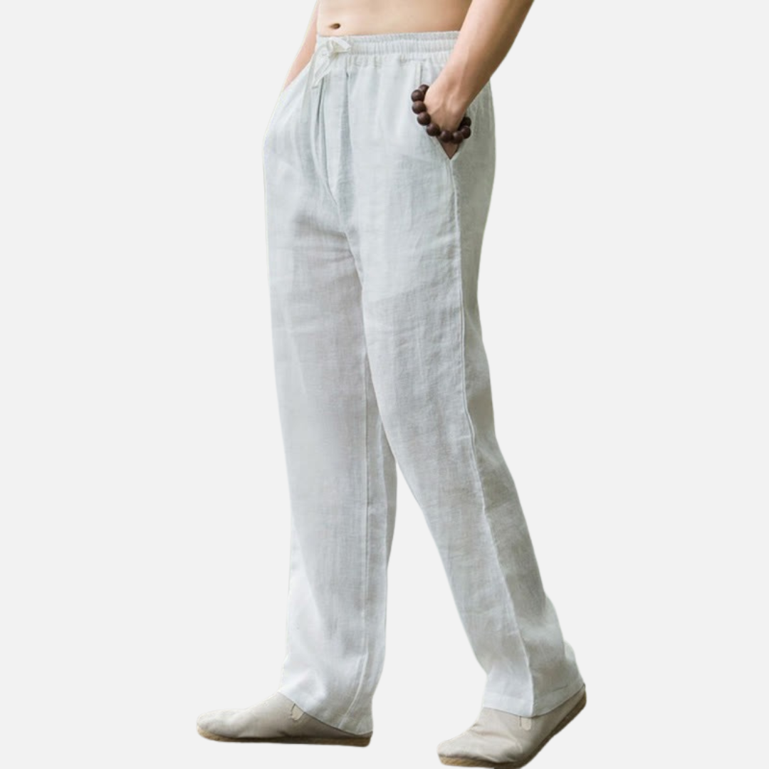 Pantalones Holgados de Lino para Hombre - Pantalones de Mezcla de Algodón y Lino Transpirables