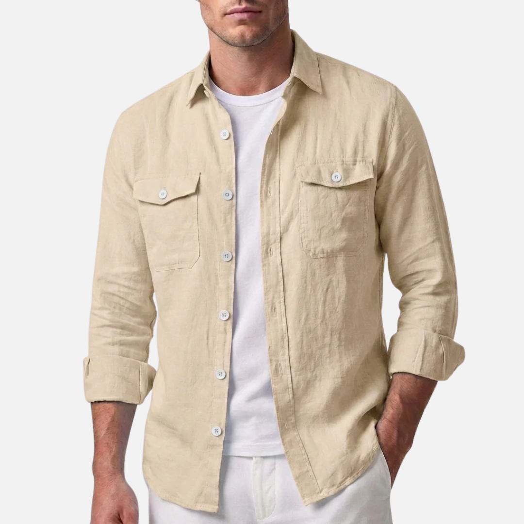 Camisa Casual de Hombre de Manga Larga con Botones
