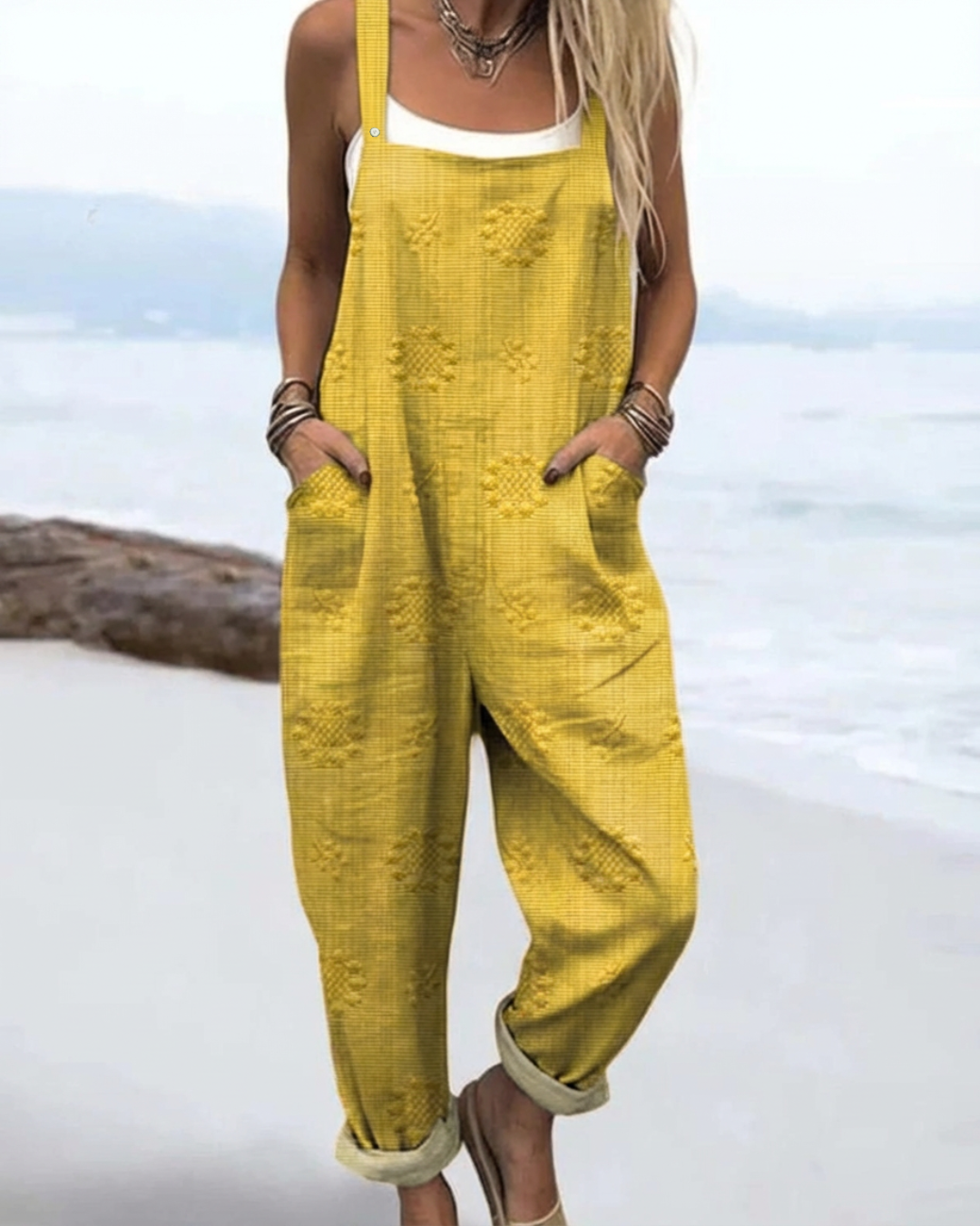 Women's Relaxed Floral Jumpsuit with Pockets