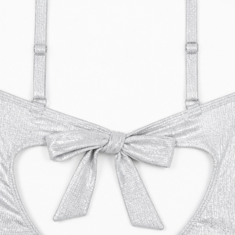 Women's One-Piece Swimsuit – Shimmer, Ruched, Cross-Front