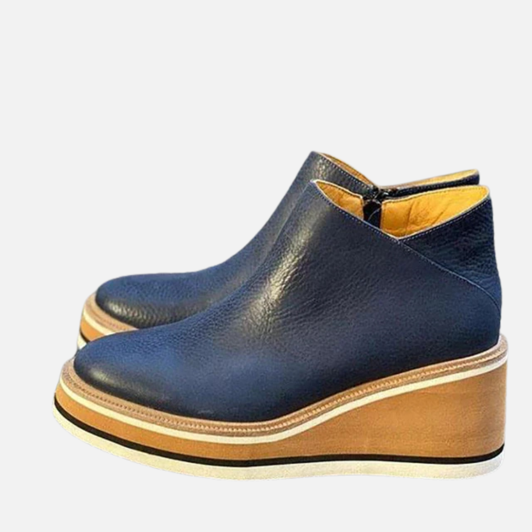 Botas de cuña con plataforma y cremallera lateral para mujer