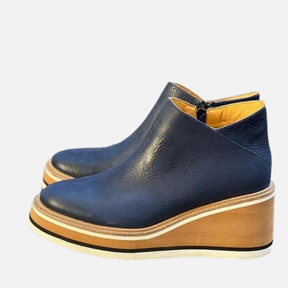 Botas de cuña con plataforma y cremallera lateral para mujer