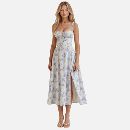 Women's Formal Corset Midi Dress | Spaghetti Strap Sweetheart