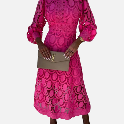 Claire | Women's Scallop Lace High-Neck Midi Dress – Wedding Guest