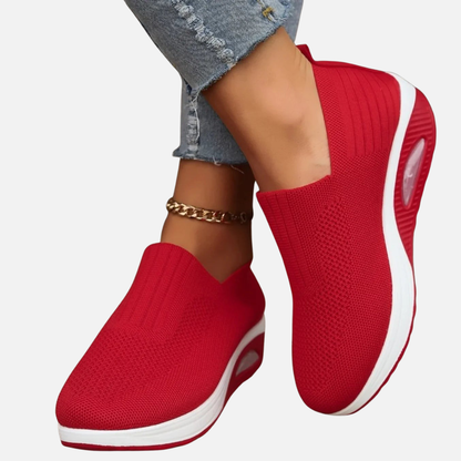 Zapatillas sin cordones de punto transpirables para mujer