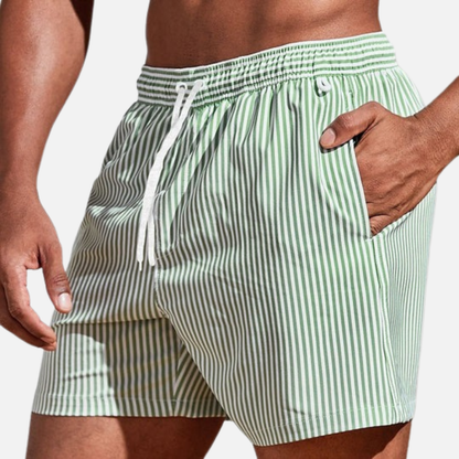 Bermudas de Baño Rayadas para Hombre | Shorts de Playa de Secado Rápido con Cordón