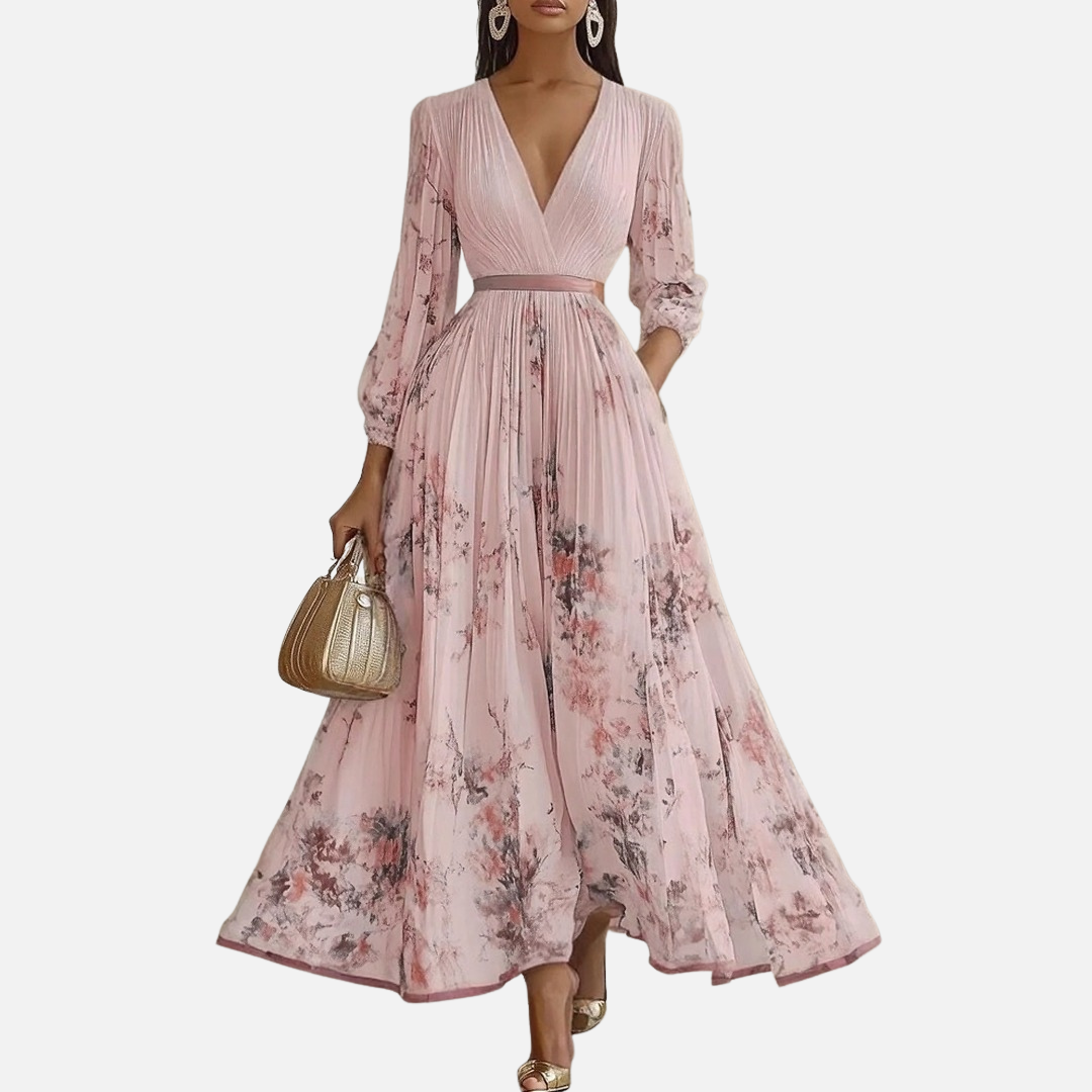 Women's Pleated Floral Maxi Dress