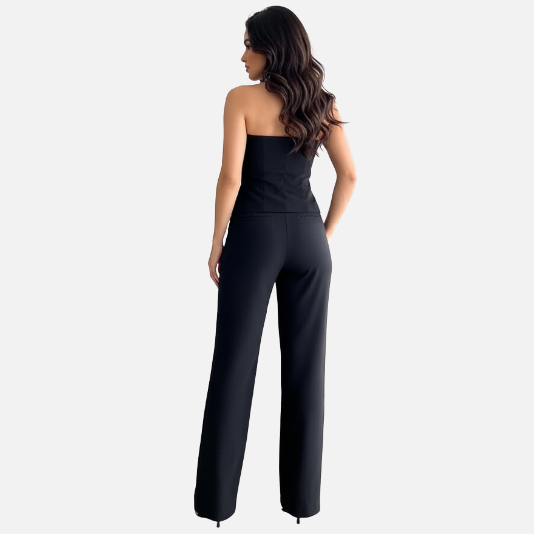 Traje elegante sin tirantes de pantalón tipo mono para mujer