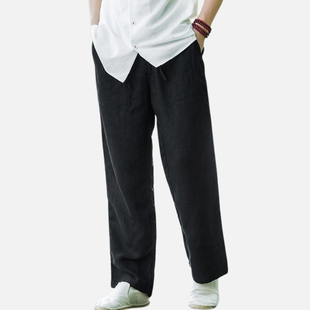 Pantalones Holgados de Lino para Hombre - Pantalones de Mezcla de Algodón y Lino Transpirables