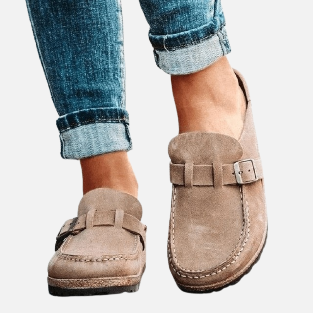 Zuecos de ante sin cordones cómodos para mujer