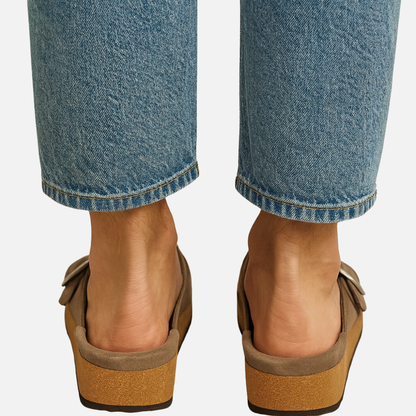 Mules de ante para hombre con hebilla - Sandalias cerradas