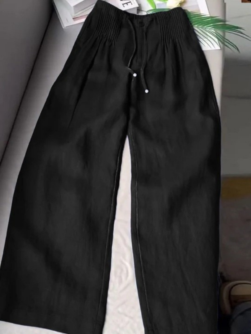 Women's High-Rise Wide-Leg Pants with Drawstring Waist