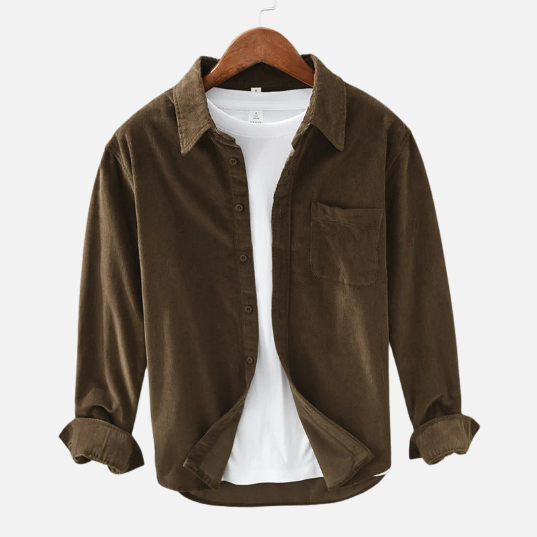 Camisa de pana con botones para hombre