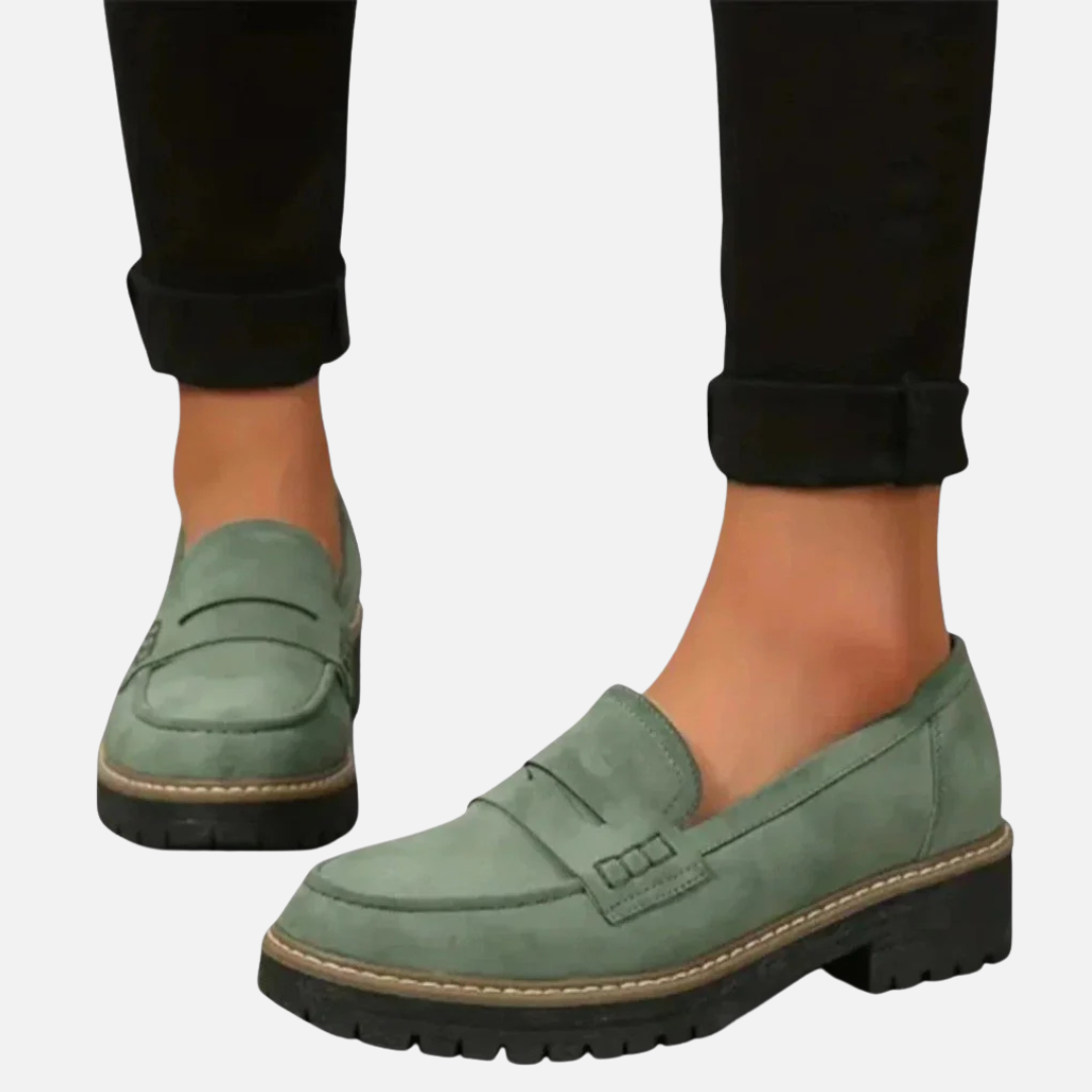 Mocasines Penny Chunky de Mujer con Suela de Tacos | Ante