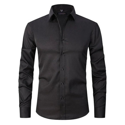 Men's Button-Up Shirt – Long Sleeve, Stretch, Wrinkle-Resistant