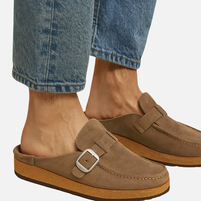 Mules de ante para hombre con hebilla - Sandalias cerradas