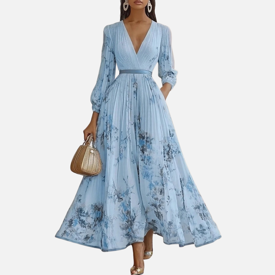 Women's Pleated Floral Maxi Dress