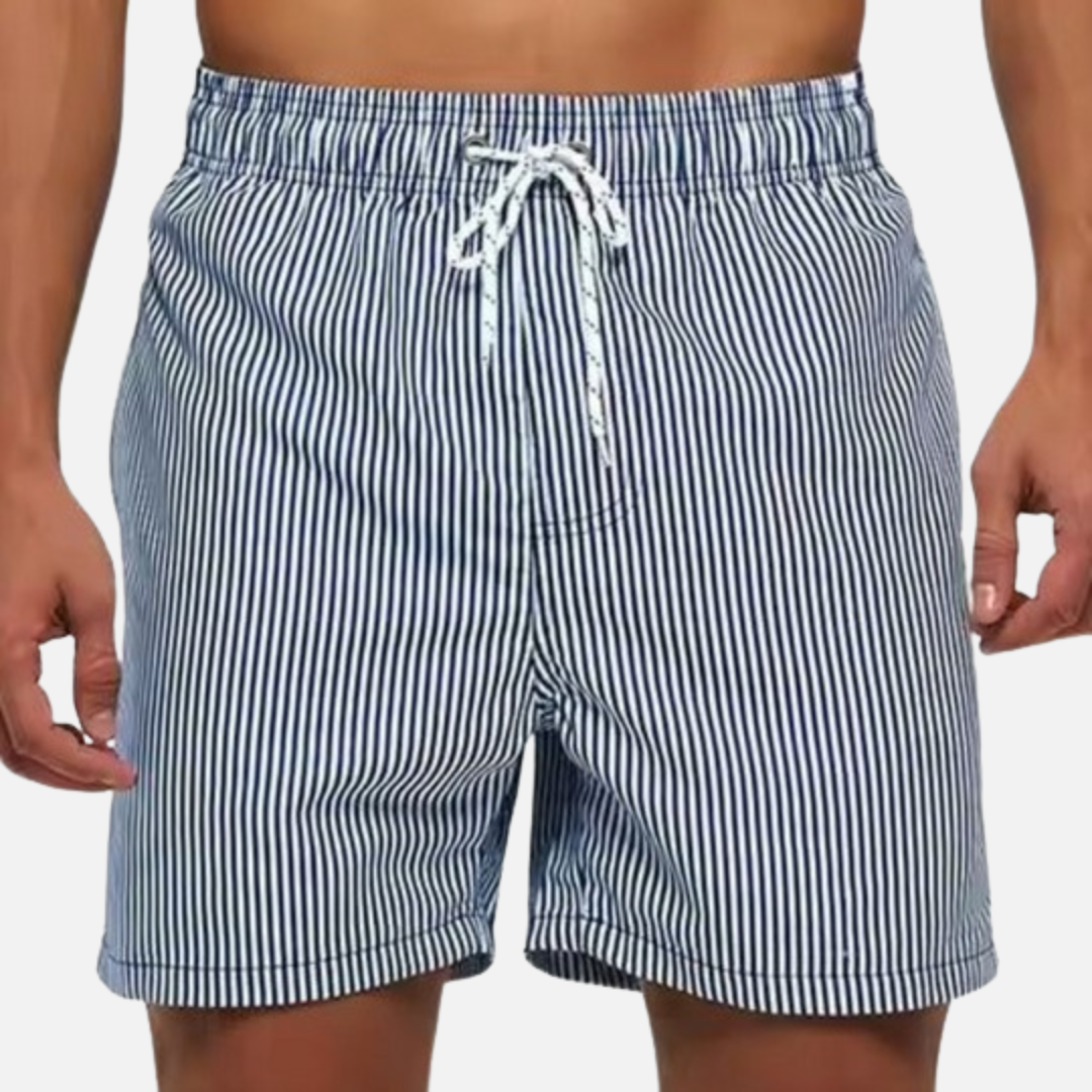 Bermudas de Baño Rayadas para Hombre | Shorts de Playa de Secado Rápido con Cordón