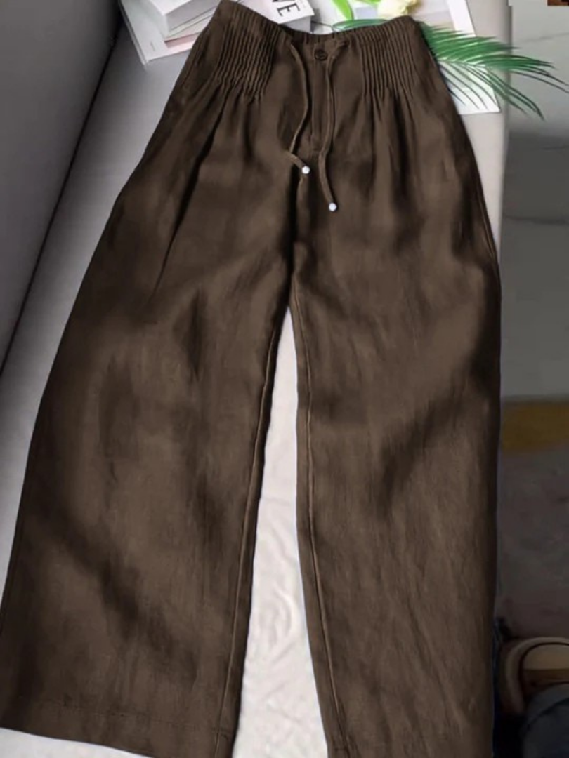 Women's High-Rise Wide-Leg Pants with Drawstring Waist