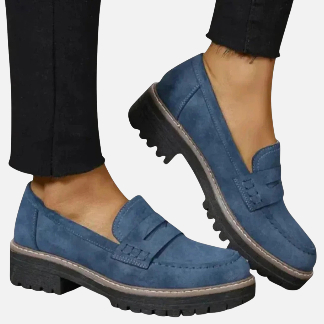 Mocasines Penny Chunky de Mujer con Suela de Tacos | Ante