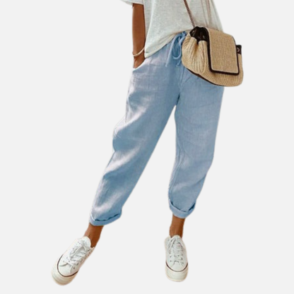 Pantalones deportivos de lino transpirables para mujer